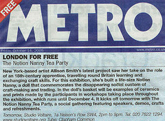Article in Metro, Friday October 14th, 2005.